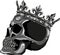 monochromatic skull with crown on white background