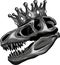 monochromatic skull of Tyrannosaurus rex with crown