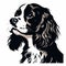 Monochromatic Stencil Art: Alert And Gentle Cavalier King Charles Spaniel