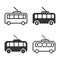 Monochromatic trolleybus icon in different variants