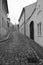 Monochromatic view of an old streets of Prague.