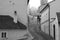 Monochromatic view of an old streets of Prague.