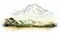 Monochromatic Watercolor Calligraphy Of Mount Kilimanjaro - Refreshing Wallpaper