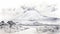 Monochromatic Watercolor Calligraphy Of Mount Kilimanjaro - Refreshing Wallpaper