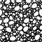 Monochrome abstract grunge seamless texture. Terrazzo style. Vector minimalist pattern with chaotic scattered shapes