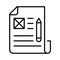 Monochrome article icon vector illustration. Linear logo of paper document writing correspondence