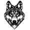 Monochrome artistic wolf muzzle on  background