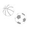 Monochrome basketball and football vector icon.