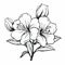 Monochrome Black Azalea Flower Drawing In Tropical Symbolism Style