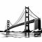 Monochrome Black Golden Gate Bridge Illustration On White Background