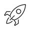 Monochrome black line rocket simple icon space shuttle universe travel technology spaceship