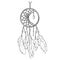 Monochrome black and white ethnic hand made feather dream catcher vector