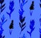 monochrome blue seamless pattern with tropical dried plant painted