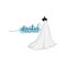 Monochrome Bridal Dress Boutique Logo Ideas, Fashion, Beautiful Bride, Vector Design