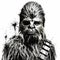 Monochrome Canvases: Eric Rogers\\\' Chewbacca In Retro Photocopy Style
