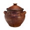 Monochrome ceramic handmade pot with a lid