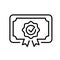 Monochrome certificate icon vector illustration achievement, award grant diploma voucher education