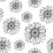 Monochrome chamomile flowers on a transparent background. Seamless pattern