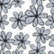 Monochrome chamomiles flowers seamless pattern isolated on white background. Abstract daisies floral endless wallpaper