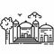 monochrome city view building cute icon illustration, mosque worship building