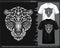 Monochrome color Leopard head mandala arts isolated on black and white t shirt