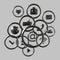 Monochrome composition of flying social network icons. - 3d, 3d rendering