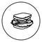 monochrome contour circular frame with sandwich icon