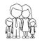 monochrome contour faceless family in formal clothes with son and daughter