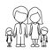 monochrome contour of faceless family group