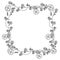 Monochrome contour with floral square wreath decoration with flowers