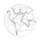 monochrome contour hand drawing of earth world map with continents