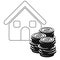 monochrome contour with house and stacking coins