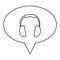 monochrome contour of oval speech with headset icon