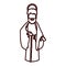 Monochrome contour of saint joseph with walking stick