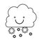 monochrome contour with smiling cumulus of clouds and snow fall