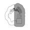 monochrome contour sticker of piggy bank with credit card and bills and coins protected