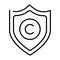 Monochrome copyright protection icon vector illustration copywriting sign with shield security