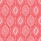 Monochrome Coral Boho Handdrawn Diamonds Vector Seamless Pattern. White and Pink Elegant Ethnic Traditional Background