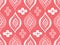 Monochrome Coral Ethnic Handdrawn Diamonds Vector Seamless Pattern. White and Pink Elegant Traditional Background
