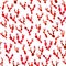 Monochrome coral like red cactus plants watercolor seamless surface pattern on white background. Minimalist modern