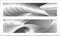 Monochrome cover design, abstract background. Wavy silver parallel gradient lines, ribbons, silk. Set of 2 backgrounds