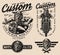 Monochrome custom motorcycle vintage labels