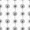 Monochrome dandelion flowers and seeds seamless pattern