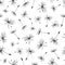 Monochrome Dandelion seeds seamless vector background repeat