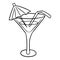 Monochrome drawing, Elite drink decorated with umbrellas and tubes, summer drinks, vector