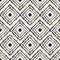 Monochrome dyed effect tribal diamond pattern inspired by Japanese traditional minimalist designs and Ikat dyeing technique