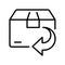 Monochrome easy return line icon vector illustration. Simple linear parcel change delivery service