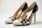 Monochrome Elegance: Black and White Patterned Stiletto Heels