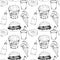 Monochrome fast food icons set seamless pattern