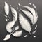 Monochrome Feather Drawing: Collection of Mixed Black, Grey, and White Feathers on a Grey Background, Generated by AI